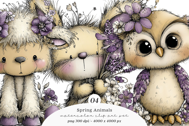 Funny Spring Animals Clipart example image 1