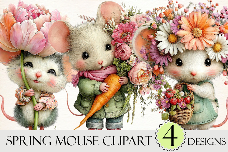 Funny Spring Mouse Clipart