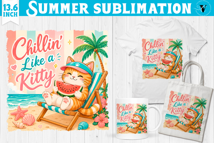 Summer beach sublimation | Funny Kitten, Chillin like
