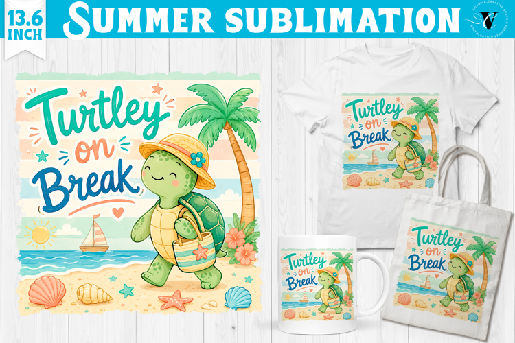 Summer beach sublimation | funny turtley, turtley on break
