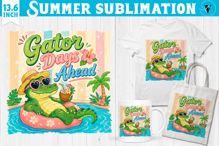 Summer beach sublimation |Gator days ahead, funny alligator