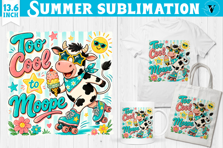 Summer beach sublimation | Funny Summer Cow with ice cream