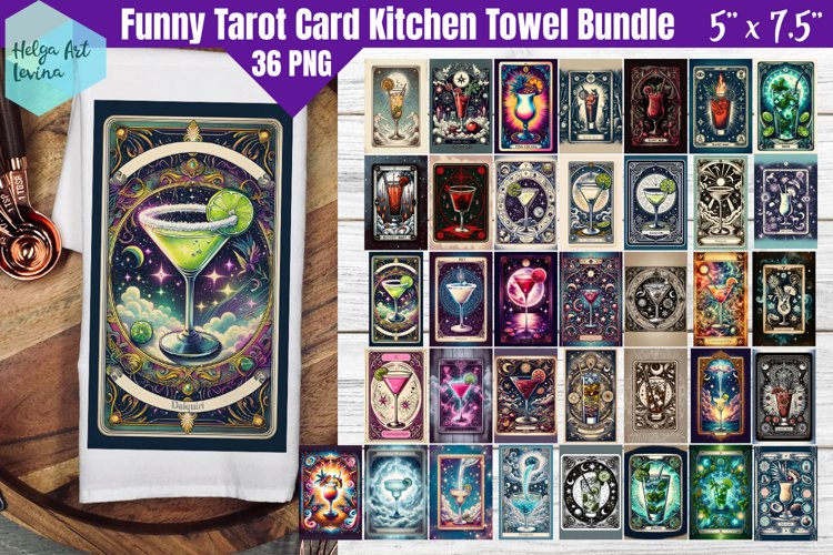 Funny Tarot Card Kitchen Towel Sublimation example image 1