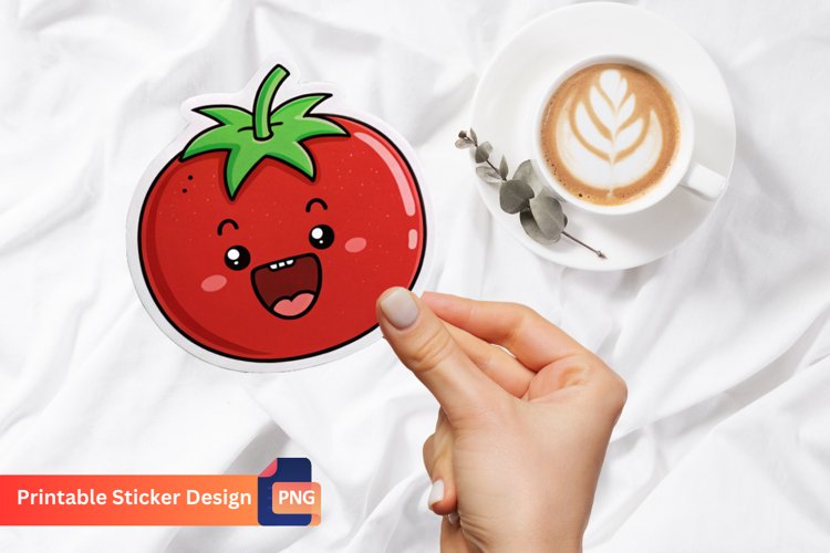 Funny Tomato Sticker, Funny Vegetable Sticker, Kawaii Tomato example image 1