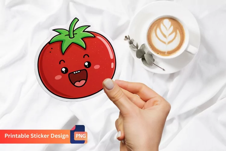 Funny Tomato Sticker, Funny Vegetable Sticker, Kawaii Tomato