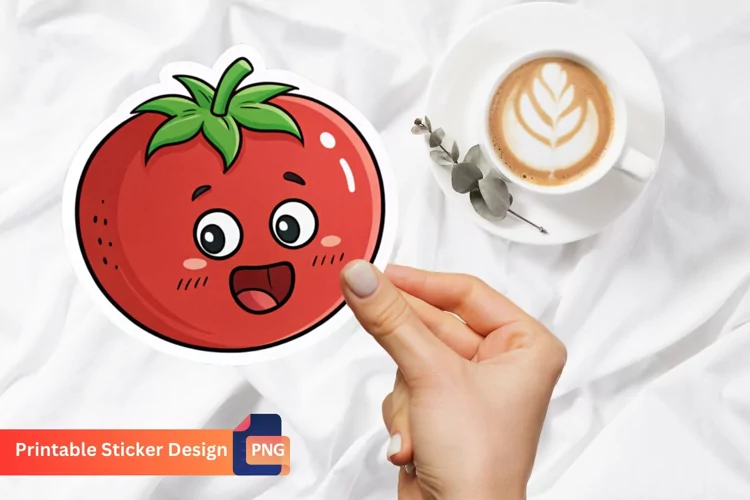 Funny Tomato Sticker, Funny Vegetable Sticker, Kawaii Tomato