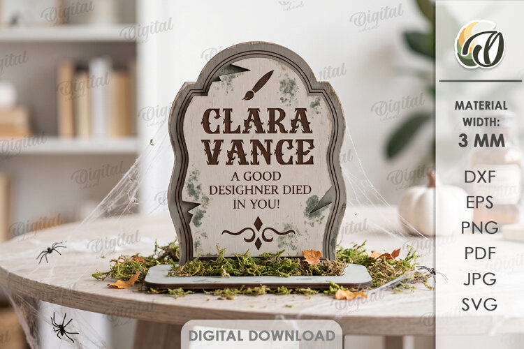 Funny Tombstone Stand Laser Cut. Halloween Stand Decor SVG example image 1