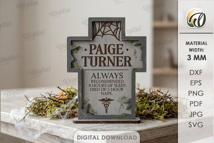 Funny Tombstone Stand Laser Cut. Halloween SVG example image 1