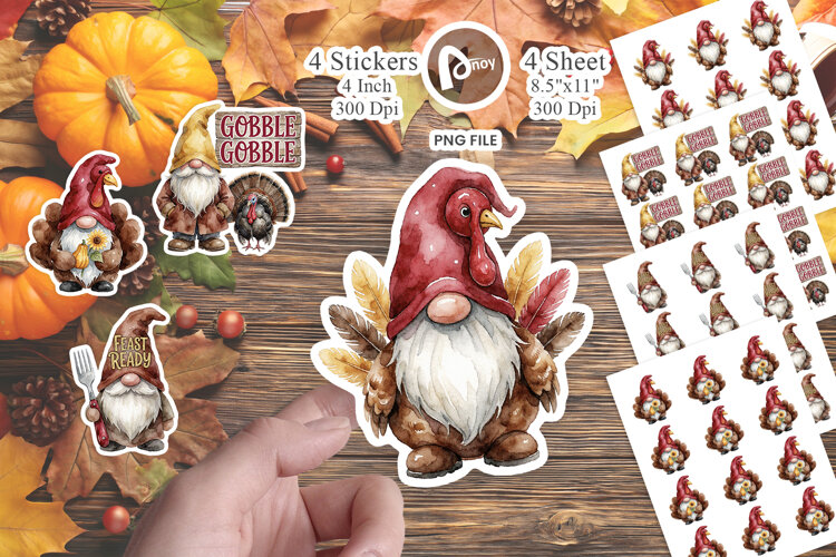 Turkey Disguise Gnomes Sticker example image 1