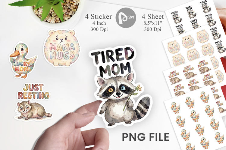 Cute Animal Mom Sticker