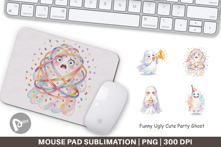 Ugly Cute Party Ghost Mouse Pad
