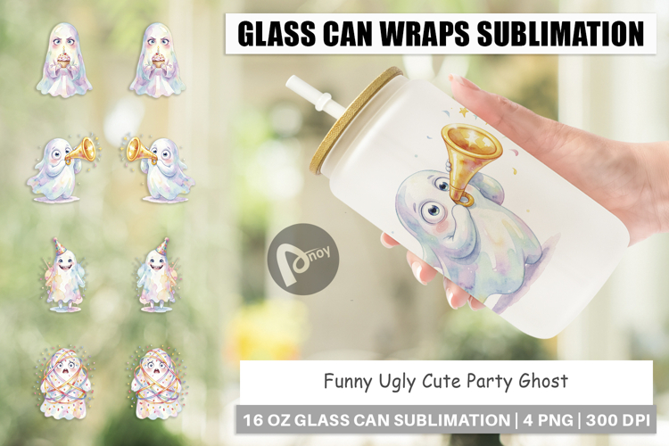 Ugly Cute Party Ghost Glass Can