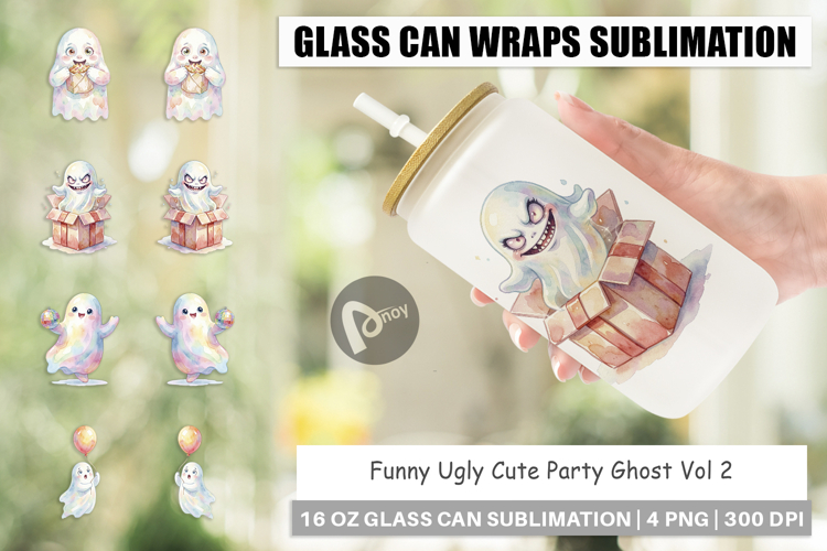 Ugly Cute Party Ghost Glass Can