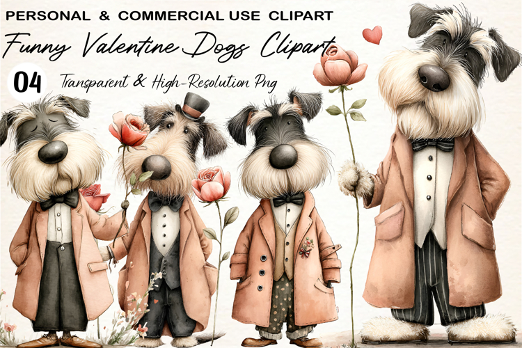 Funny Valentine Dogs Clipart PNG