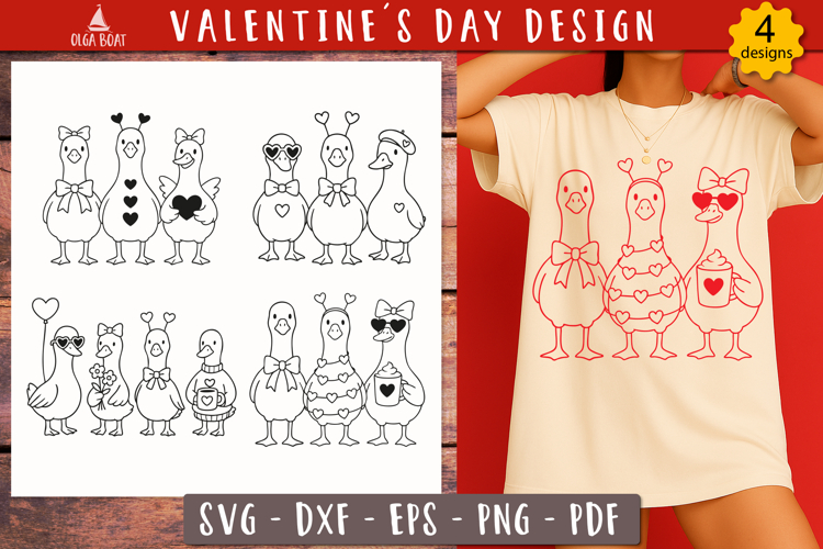 Funny Valentine Goose Coquette SVG