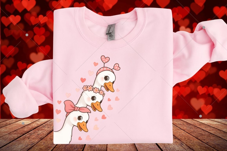Funny Valentine Goose PNG, Cute Valentine Goose PNG, Pink