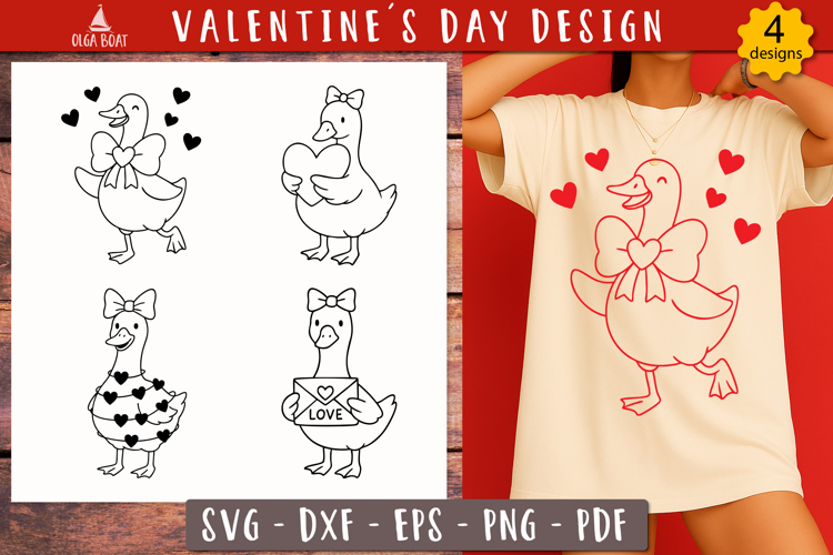 Funny Valentine Goose Love SVG
