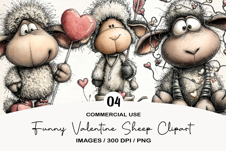 Funny Valentine Sheep Clipart