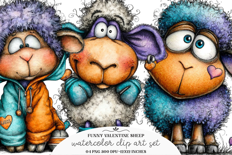Funny Valentine Sheep Clipart