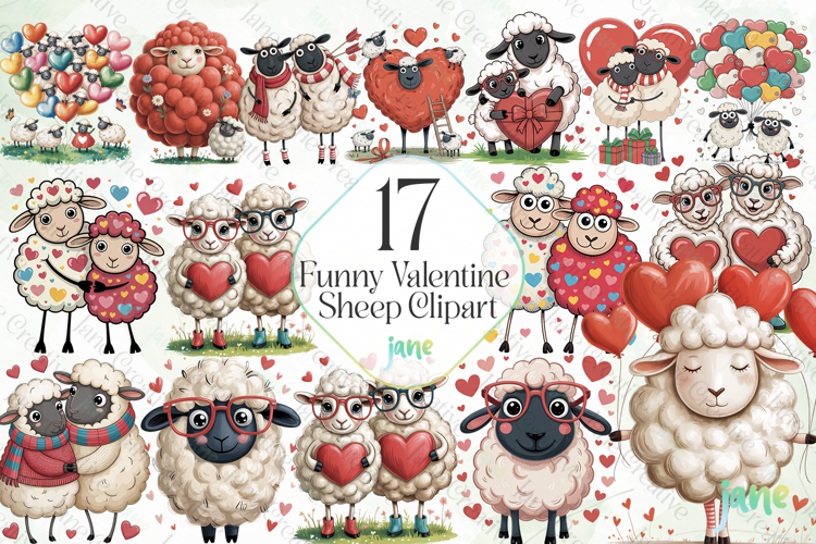 Funny Valentine Sheep Clipart