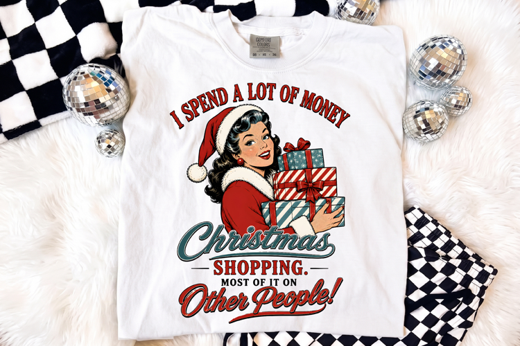 Funny Vintage Christmas Shopping PNG, Sarcastic Holiday