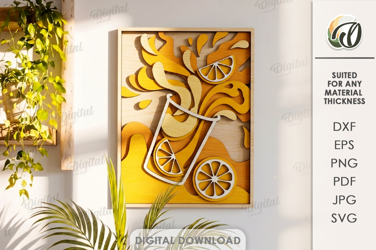 3D Drink Wall Decor Laser Cut. Kitchen Decor SVG