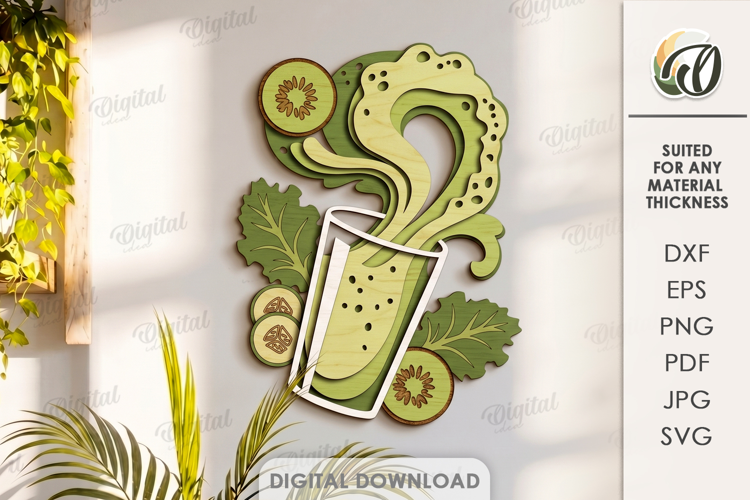 3D Drink Wall Decor Laser Cut. Kitchen Decor SVG