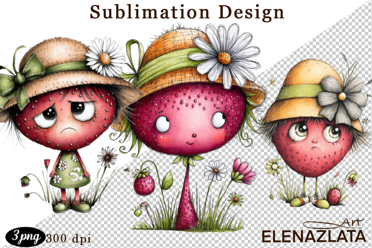 Kawaii Fruit Clipart | Watercolor Food Characters