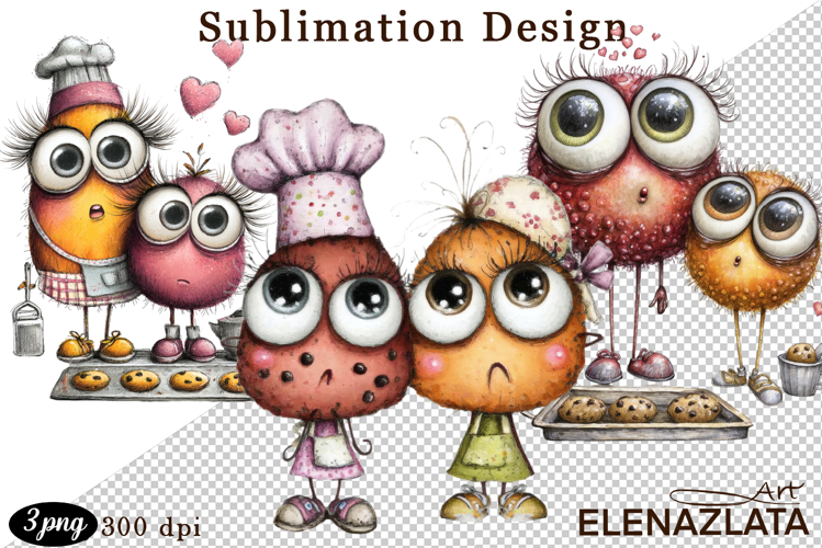 Kawaii Fruit Clipart | Watercolor Food Characters