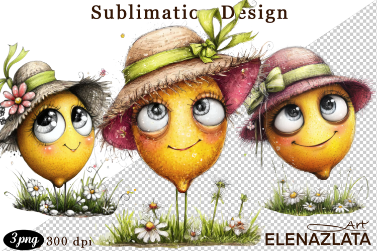 Kawaii Fruit Clipart | Watercolor Food Characters