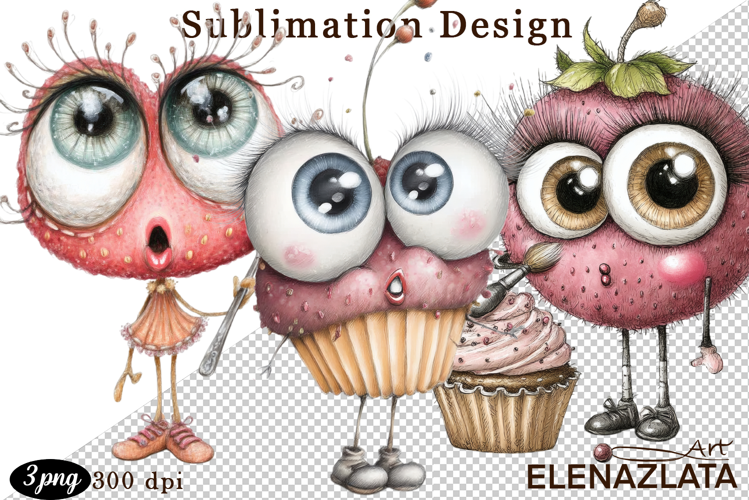 Kawaii Fruit Clipart | Watercolor Food Characters