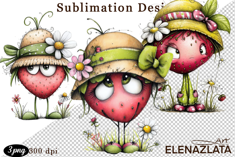 Kawaii Fruit Clipart | Watercolor Food Characters