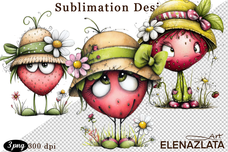 Kawaii Fruit Clipart | Watercolor Food Characters