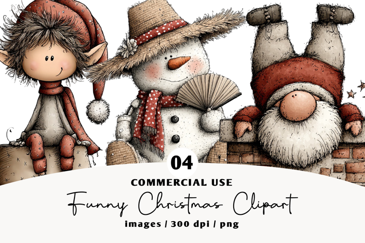 Funny Watercolor Christmas Clipart
