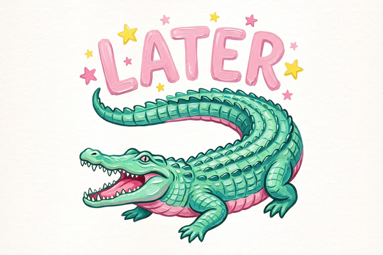 Funny Watercolor Crocodile PNG