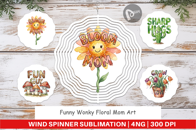 Wonky Floral Mom Wind Spinner