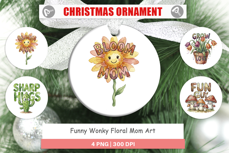 Wonky Floral Mom Ornament