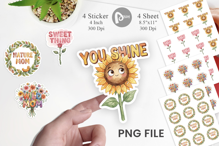 Wonky Floral Mom Sticker