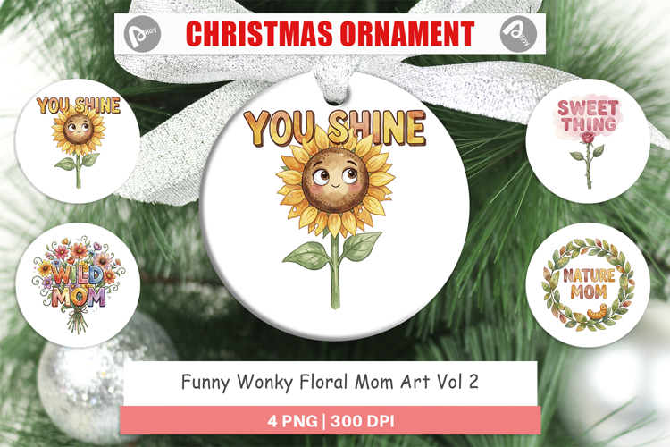 Wonky Floral Mom Ornament