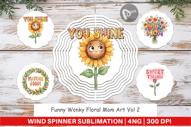 Wonky Floral Mom Wind Spinner