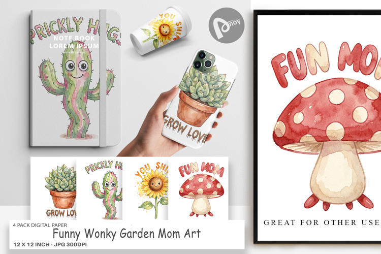 Funny Wonky Garden Digital Paper