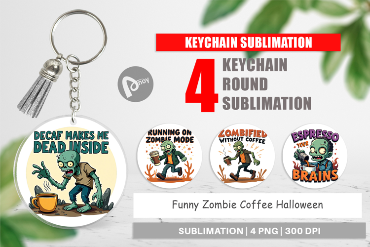 Keychain Halloween Zombie Coffee