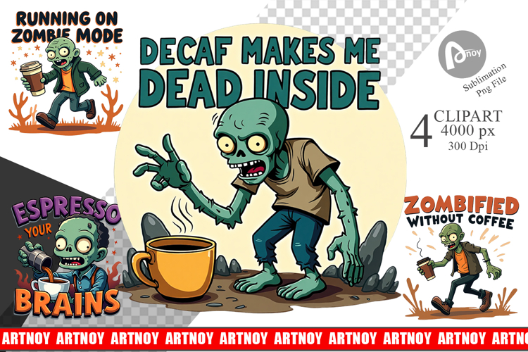 Halloween Zombie Coffee Clipart