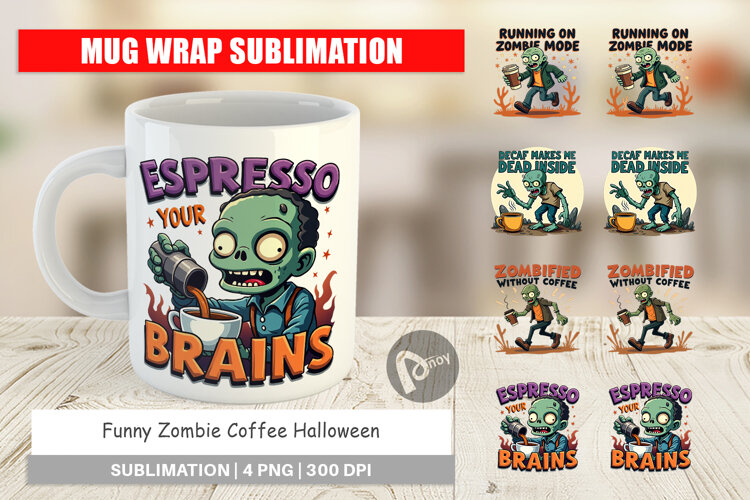 Mug Wrap Halloween Zombie Coffee example image 1