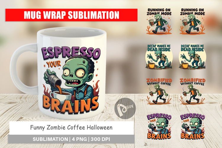Mug Wrap Halloween Zombie Coffee