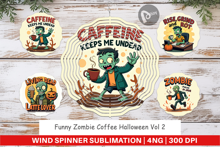 Wind Spinner Halloween Zombie Coffee