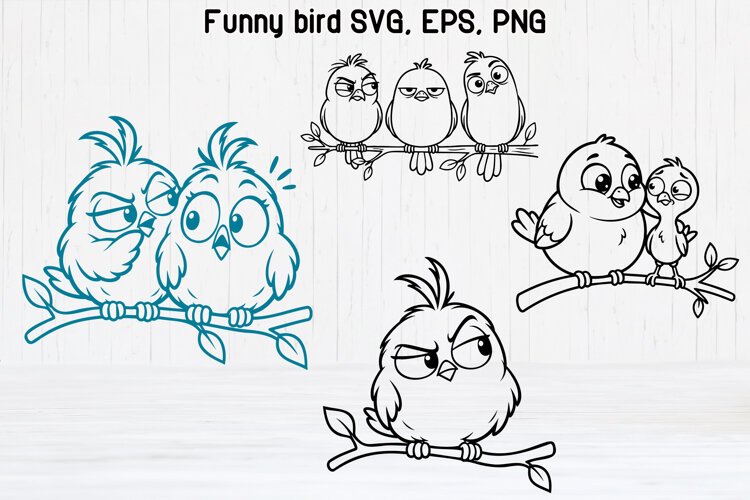 Silly Bird Characters SVG Designs example image 1