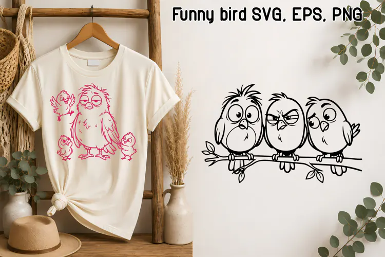 Funny Cartoon Birds SVG