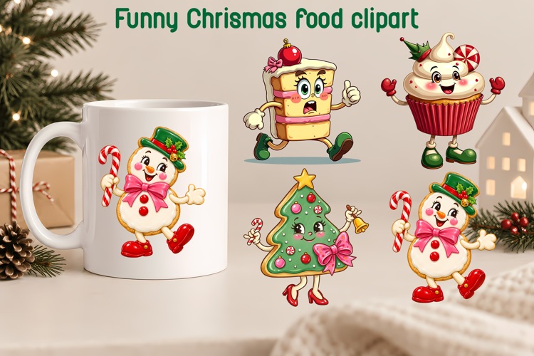 Funny Christmas Food Clipart | Cute Holiday Sublimation
