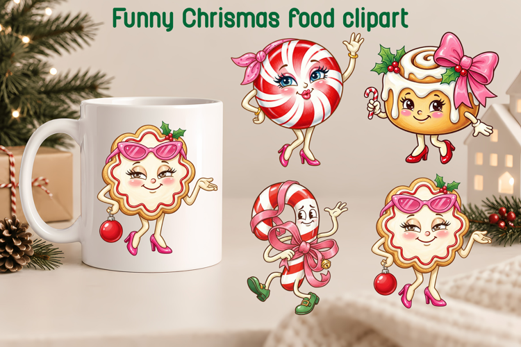 Retro Christmas Candy Clipart | Cute Food Sublimation